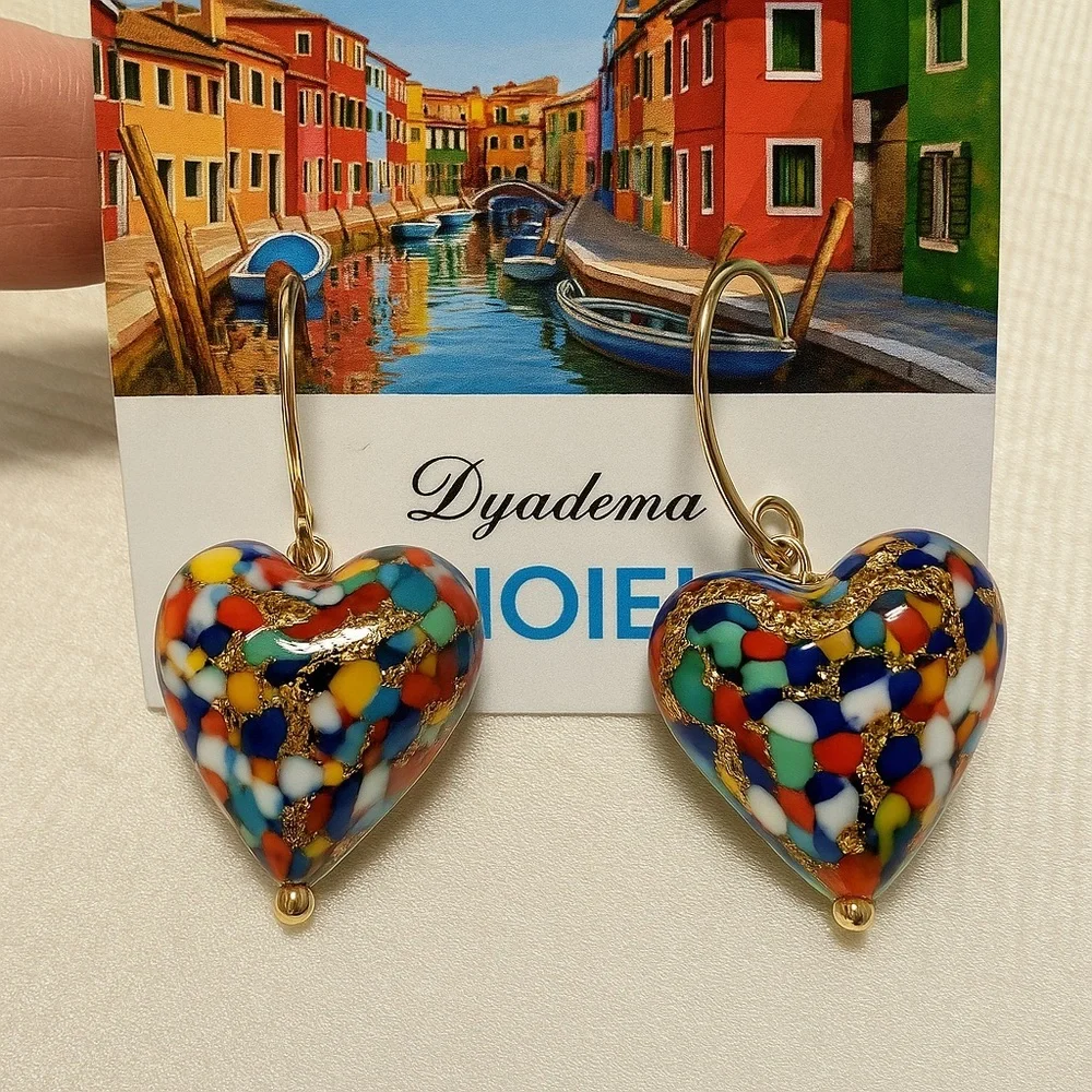 Vibrant Heart Mosaic Earrings - Picture 1 of 4